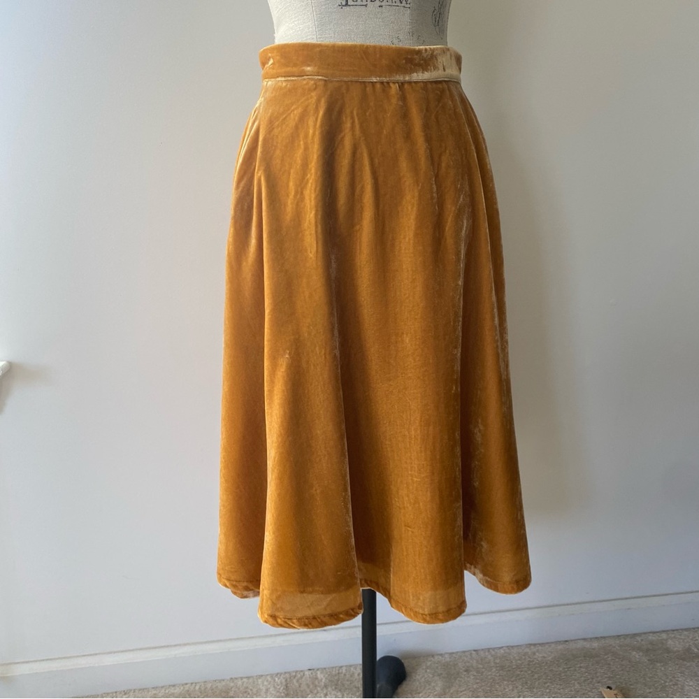ModCloth Mustard Velvet A-Line Skirt